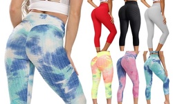 Womens High Waist Yoga Pants Workout Butt Lift Leggings Tummy Control Textured