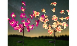 2 PCS Solar Outdoor Orchids Flower Lights LED Garden Decorative Stake Lights