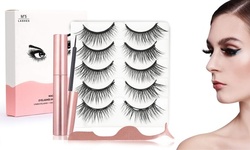 5 Pairs of Lashes Voluminous Magnetic Eyelashes with Eyeliner and Tweezer Kit