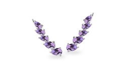 Sterling Silver Amethyst Teardrop Curved Climber Crawler Earrings
