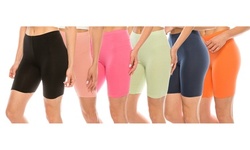 Women's 6-Pack Cotton Biker Shorts (Regular & Plus Size Available)