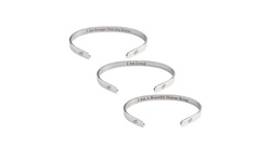 Solid Stainless Steel I Am Self Affirmation Cuff Bracelet in Silver