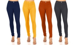 Casual Stretch Button Zip Closure Skinny Ponte Pants
