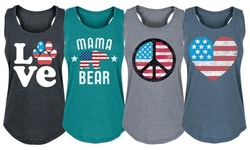 Printed in the USA, Women's Patriotic USA Summer Tanks