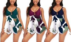 Women's Tankini Swimsuit Tummy Control High Waist Floral Swimwear Bathing Suits