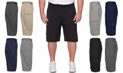 (2-Pack) Men's Extended Size Cotton Cargo Utility Belted Shorts (Sizes, 44-50)