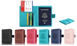 RFID Blocking Leather Passport Holder Anti-Theft Anti-Scanning Travel Wallet 