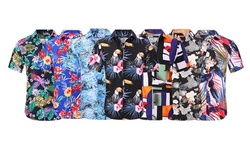 Sulso Couture Men's Short Sleeve Printed Floral Button Down Shirt (S-3XL)