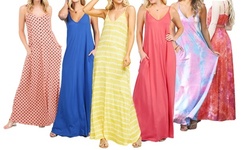Doublju Women's Spaghetti Strap Maxi Long Dress with Pockets (S-3X)