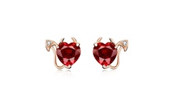 Ruby Stud Devil Earrings in 18K Gold Plating
