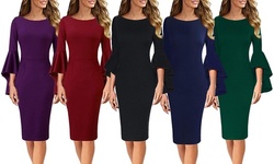 Haute Edition Women's Bell Sleeves Cocktail Party Dress 