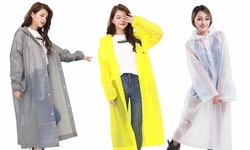 Transparent Raincoat Wind & Waterproof Trench Rain Jacket Hooded Commuter Jacket