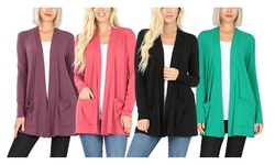Women's Open Front Cardigan with Front Pockets