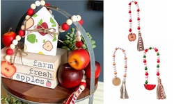 Farmhouse Wood Bead Country Beads Wall Decoration Garland Buffalo Tassles 