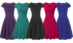 Haute Edition Women's V-Neck Skater Dress