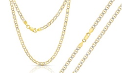 Italian 3.50MM Two Tone Mariner Chains in Sterling Silver 