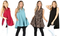 Women's  Sleeveless Oversized Top with pockets