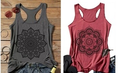 Women Mandala Graphic Summer Sleeveless Yoga Workout Tees Tank Tops