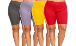 Women's Plus Size High Waist Comfy Active Yoga Gym Biker Short Pants Made in USA