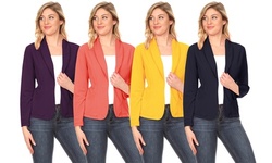 Women's Casual Office Work Long Sleeve Open Front Blazer Jacke with Plus Size