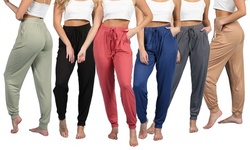 Doublju Women's Elastic Waist Drawstring Casual Jogger Pants