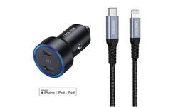 iPhone Car Charger Dual Type C with Lightning to USB-C Cable - SUPER FAST CHARGE