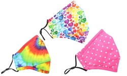 3-Layer Fun Pattern Reusable Cotton Face Masks for Adult and Kids (3-Pack)
