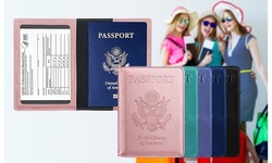 PU Leather 2 in 1 Passport Holder with CDC Vaccine Card Slot