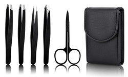 Tweezers Set-5 Pieces Professional Stainless Steel Tweezers with Curved Scissors