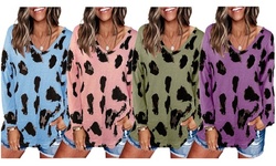 Haute Edition Women's V-Neck Leopard Print Inspired Top