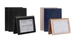 2-Pack Slim Passport Vaccine Card Holder Cover Faux Leather Travel Wallet
