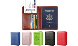 Leather Passport Holder Cover Case RFID Blocking Travel Wallet