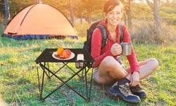 NewHome Foldable Portable Camping Table with Cup Holders & Carrying Bag