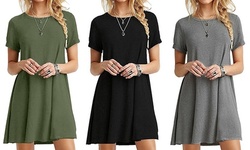 Women's Sundress Short Sleeve Casual T-shirt Dress Loose Summer Dress Plus Size