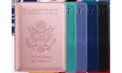 RFID Multi-function Leather Passport  and  CDC Vaccination Card Slot 