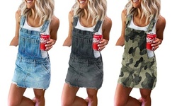 Leo Rosi Women's Daphne Denim Overalls Dress. Plus Sizes Available.