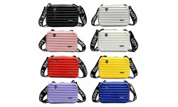 Women Suitcase Box Shape Crossbody Shoulder Bag Letter Band Travel Carrying