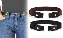 Buckle Free Comfortable Elastic Belt Adjustable Invisible Stretch Belt 2 pcs