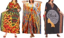 Women's Maxi Dress Caftan Comfortable Loose-Fit Dress - One Size Fits Most
