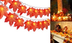 20/40 LEDs Halloween Maple Leaves String Powered Fall Garland Lights Decor