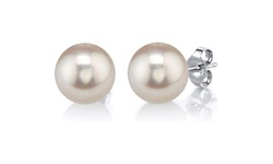  24k white Gold 7 MM Pearl Stud Earrings.
