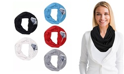 Women Lightweight Infinity Scarf With Pocket Loop Zipper 