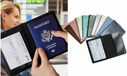 Slim Passport Vaccine Card Holder Cover Faux Leather Travel Wallet
