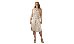 Pleated Fabric Midi Dress with Lining Multipurpse Formal & Casual