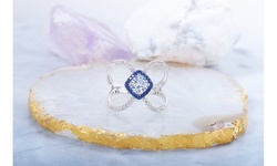 Swaorvski Elements Sapphire Halo X Ring in 18K White Gold Plated