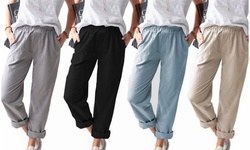 Women Lightweight Elastic Waist Lounge Pants Trousers with Pockets