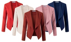Doublju Women's Asymmetrical Stretch Open Front Cardigan. Plus Size Available.