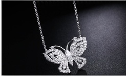 Adjustable Crystal Butterfly Necklace Made With Crystals From Swarovski