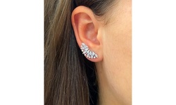 Sterling Silver Fan Earring Climber with crystals from Swarovski