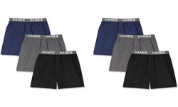 Hanes Men's Knit Boxers 6-Pack Cotton Modal Blend Premium Softness
